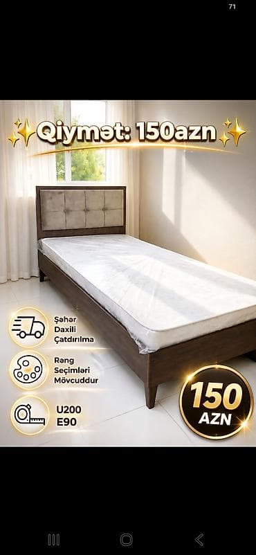 televizor mebelleri: Məhsul: Tək nəfərlik çarpayılar (müxtəlif modellər) Xüsusiyyətlər: - — 6