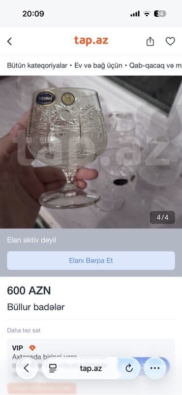 caxir acan: Qədəhlər, rəng - Ağ, Xrustal — 4