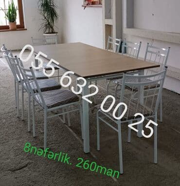 stol stul işlenmiş: Yeni, Kvadrat masa, 4 stul, Açılmayan, Stullar ilə, Metal, Azərbaycan — 8
