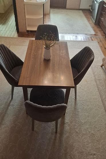 Qonaq otağı üçün, İşlənmiş, Açılan, Kvadrat masa, 4 stul