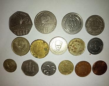 Beynəlxalq kolleksiya üçün qarışıq metal sikkələr dəsti. Hər ədəd üçün — 3