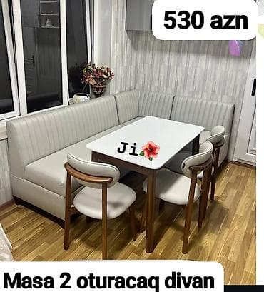 quxna stolu: Mətbəx üçün, Yeni, Açılmayan, Dördbucaq masa, 4 stul — 1