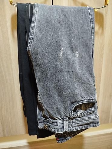 Qara və boz rəngli iki cüt şalvar dəsti - Model: Klassik düz kəsim -