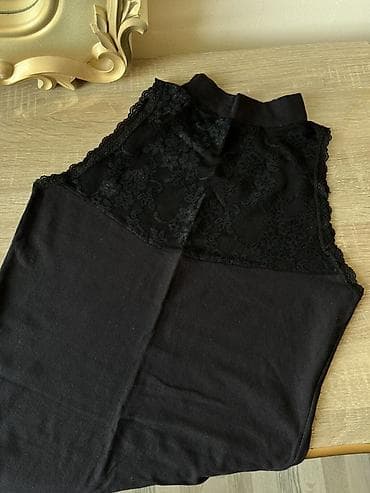 Qara rəngli qadın koftası – krujeva detallı - Model: qolsuz, boğazı