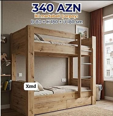 İki mərtəbəli çarpayı – 340 AZN Ölçülər: D 80 × H 180 × U 180 sm - — 1