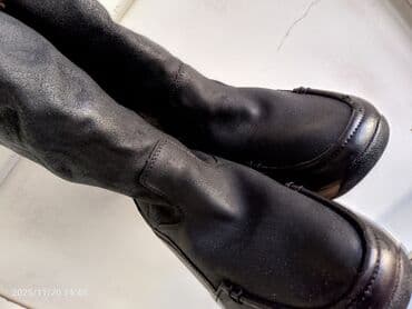 qadın qış ayaqqabıları: Qış çəkmələri - Rəng: qara (altlıq bej rəngli) - Material: yumşaq üst — 2