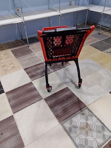 Mağaza arabaları: Plastik supermarket səbəti – təkərli model - Material: möhkəm plastik — 2