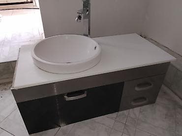 lavabo: Vanna otağı üçün lavabo dəsti - Üstdan qoyulan dairəvi keramika — 3