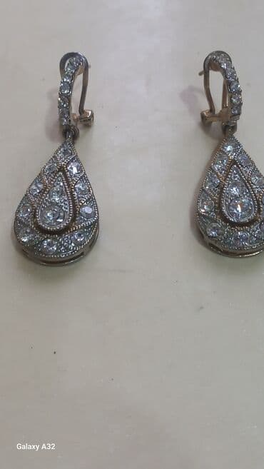 золотые комплекты с бриллиантами в баку: Серьги — 2