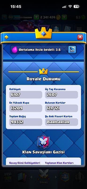 Потолок: Clash Royale hesabı – Carviz - Kral səviyyəsi: 80 - Kupa: 13 144 — 9
