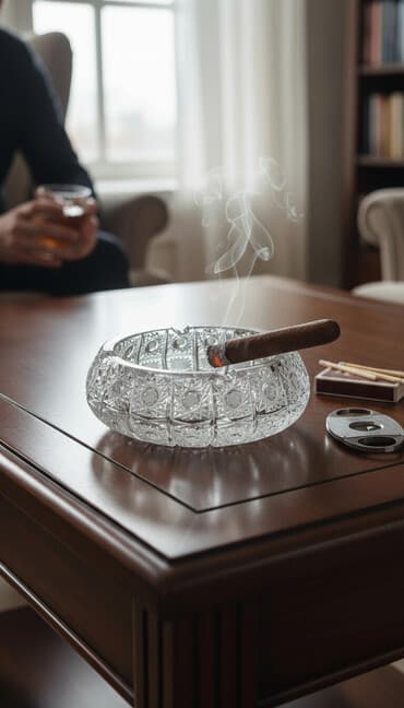 Kəsma naxışlı büllur boşqab/külqabı - Material: qalın büllur