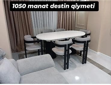 Qonaq otağı üçün, Yeni, Açılmayan, Oval masa, 6 stul
