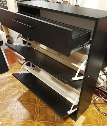 balkon ucun stol stullar: Yeni, 2 qapılı, Qara, Digər material Ayaqqabı dolabı — 3