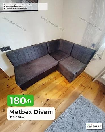 Mətbəx divanı – künc model Ölçü: 170 × 120 sm • Kompakt künc quruluşu — 1