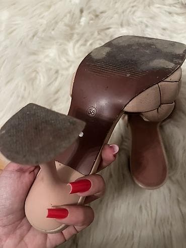 ayaqqab: Bej rəngli qadın topuqlu muller (36 ölçü) - Rəng: açıq bej/nude - — 4