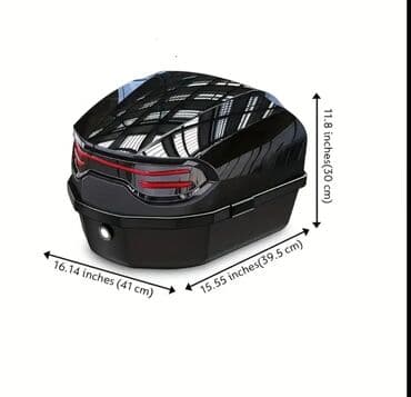 17 disk təkər: Qara rəngdə, arxa işıqları olan motosiklet üçün yük qutusu. ABS və PP — 3