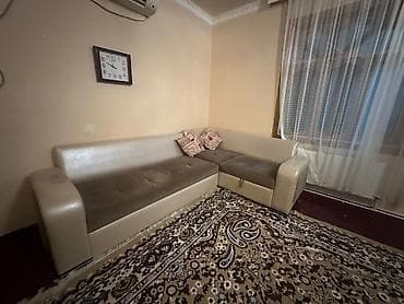 malazya mebeli: Künc divanı - Forma: L-şəkilli künc divanı - Rəng: Açıq bej krem — 1