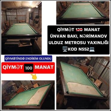 Maskalar, eynəklər: Məhsul: Bilyard masası Təsvir: - Klassik üslubda, taxta karkaslı — 1