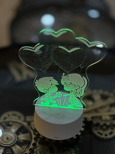 3D LED masa lampası – Romantik dizayn - Akrilik lövhədə oyma fiqur