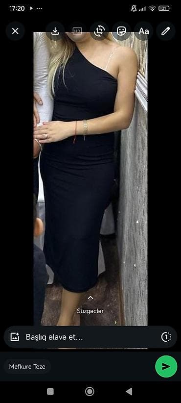 sade don: Qadın geyimi – tək çiyinli qara don - Rəng: qara - Model: asimmetrik — 1