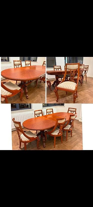 bag stullari: Qonaq otağı üçün, İşlənmiş, Oval masa, 6 stul — 1