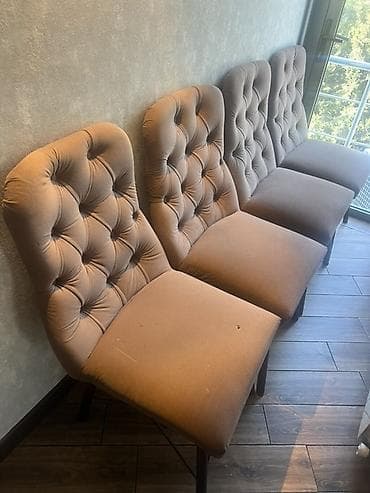 stulla: Yumşaq oturacaqlı, düyməli kapitone arxa dayaqlı yemək otağı/kafe — 3