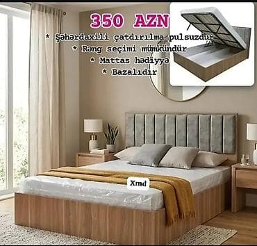 350 AZN Bazalı çarpayı dəsti - Aşağı hissəsi qalxan bazalı sistem