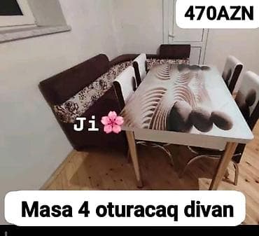 mətbəx: Mətbəx üçün, Yeni, Açılan, Dördbucaq masa, 4 stul — 1