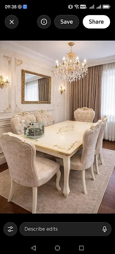 Qonaq otağı üçün, İşlənmiş, Kvadrat masa, 6 stul