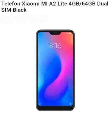 islenmis plansetler: Xiaomi Mi A2 Lite, 64 ГБ, цвет - Черный, 
 Отпечаток пальца — 2