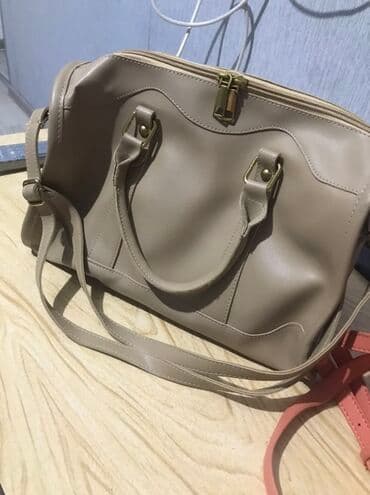 женские сумки с декоративным ремнем: Bej rəngli qadın çantası - Material: yumşaq süni dəri - Rəng: neytral — 2