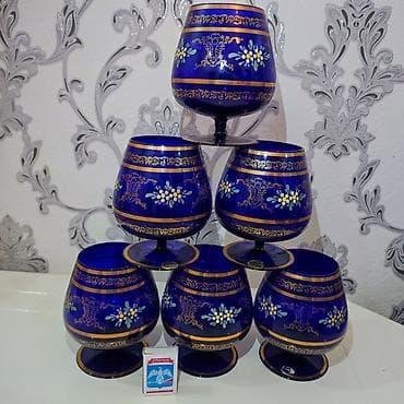 dibcek qablari: Qədəhlər, rəng - Göy, Şüşə, 6 ədədli dəst, 250 ml — 3