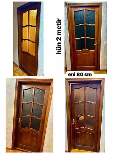 sef qapi: Taxta otaq qapıları – şüşəli dizayn - Material: təbii taxta (klassik — 1