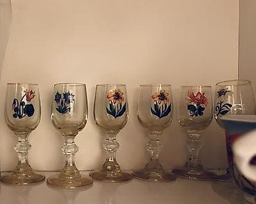 Qədəhlər, rəng - Qızılı, Şüşə, 6 ədədli dəst