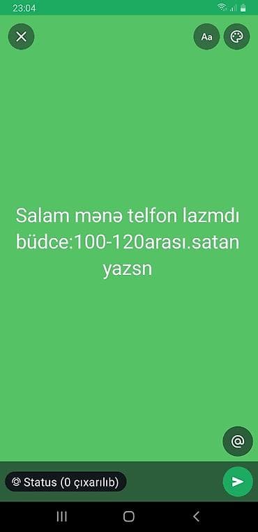 Axtarış elanıdır: Mobil telefon alınır. Tələblər: - Büdcə: 100–120 lalafo.az -da Axtarış elanıdır: Mobil telefon alınır. Tələblər: - Büdcə: 100–120