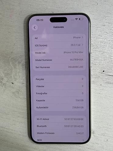 mac pro: IPhone 15 Pro Max, 256 GB, Gümüşü, Face ID — 3