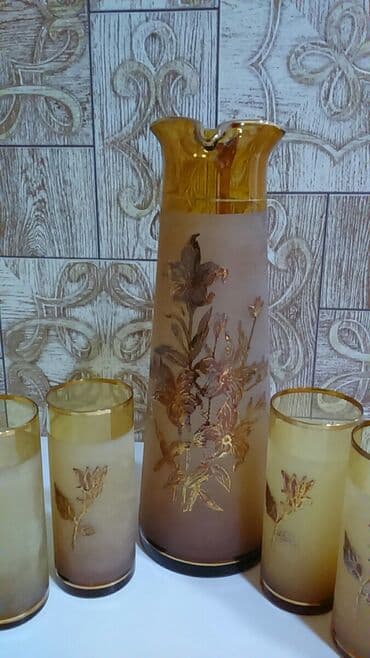 kafeyni serviz: Kompot üçün dəst, ideal vəziyyətdədir, qəhvəyi- qızılı rəngdə — 5