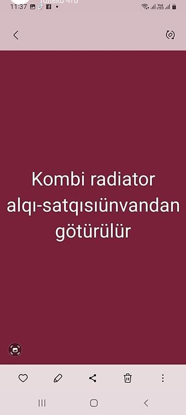 Kombi radiator alıram ünvandan götürülür
