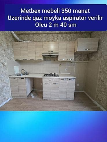 metbext dolabi: Mətbəx mebeli dəsti - Ölçü: 2 m 40 sm - Komplektə daxildir: qaz — 1