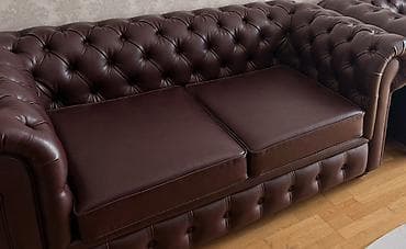 Klassik Chesterfield üslubunda dəri mebel dəsti - Rəng: tünd qəhvəyi — 2