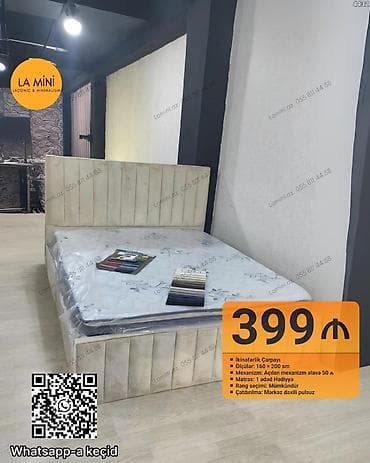 saloglu tek carpayi: İkinəfərlik çarpayı, Bazalı, Matras ilə — 1