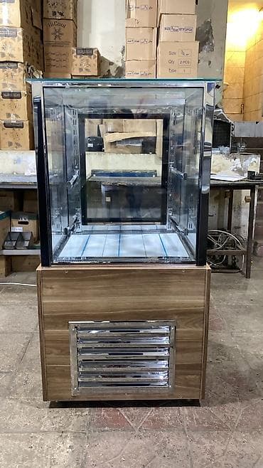 taxta rəf: Şüşə vitrinli soyuducu (şirniyyat/dessert vitrini) - 4 tərəfi şüşəli — 1