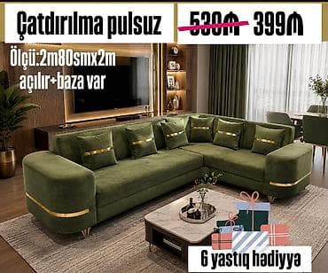divan kohnə: Modern künc divan - Ölçü: 2 m 80 sm x 2 m - Açılan mexanizm - — 1