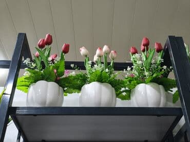 pion gülü qiymeti: Süni lalə kompozisiyası – keramika dibçəkdə - Realistik görünüşlü — 1