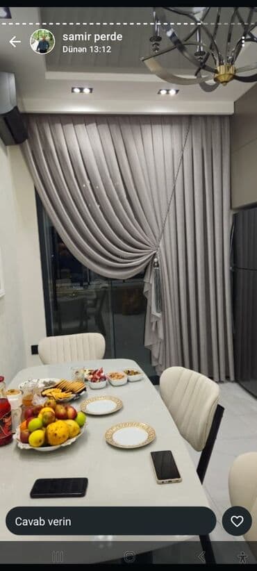 maqnit perde: Zərif ağ tül pərdə, üzərində incə naxışlarla bəzədilib. Otağınıza — 10