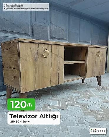 dekor ref: Televizor altlığı – 35×50×120 sm - Material: 18 mm laminat - Rəng — 1
