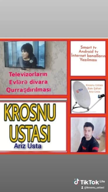 Kanalların Yığılması Antenaların qurulması Televizorların Divara lalafo.az -da Kanalların Yığılması Antenaların qurulması Televizorların Divara