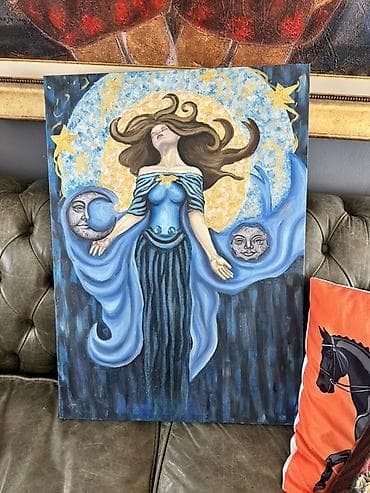 Rəsm əsəri – yağlı boya, orijinal əl işi. Mövzu: Fantastik-folklor