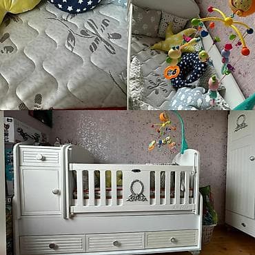 Oğlan və qız üçün, İşlənmiş, Dördbucaq, Beşik, Matras ilə, Yellənmə mexanizm ilə