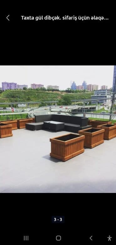 qızıl gül buketi: Dibçək Ağacdan hazırlanmış dekorativ uzun formalı çiçək yeşikləri - — 10